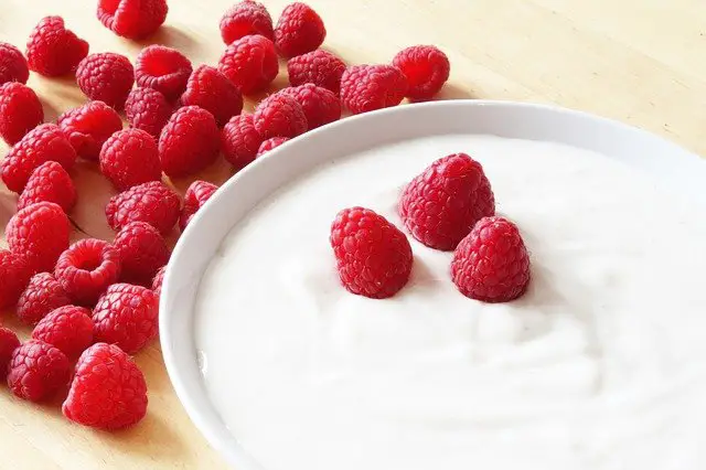 Raspberries in a Yogurt Bowl