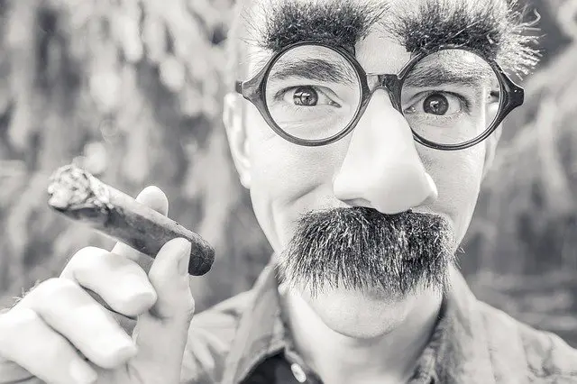 Cigar Smoking Man in Face Mask